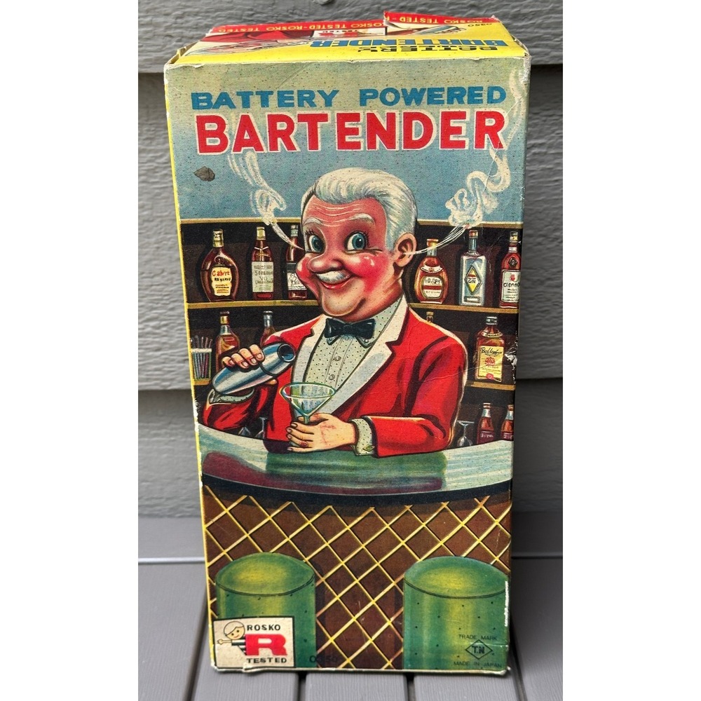 Vintage Rosko Battery Powered Bartender Toy with Original Box